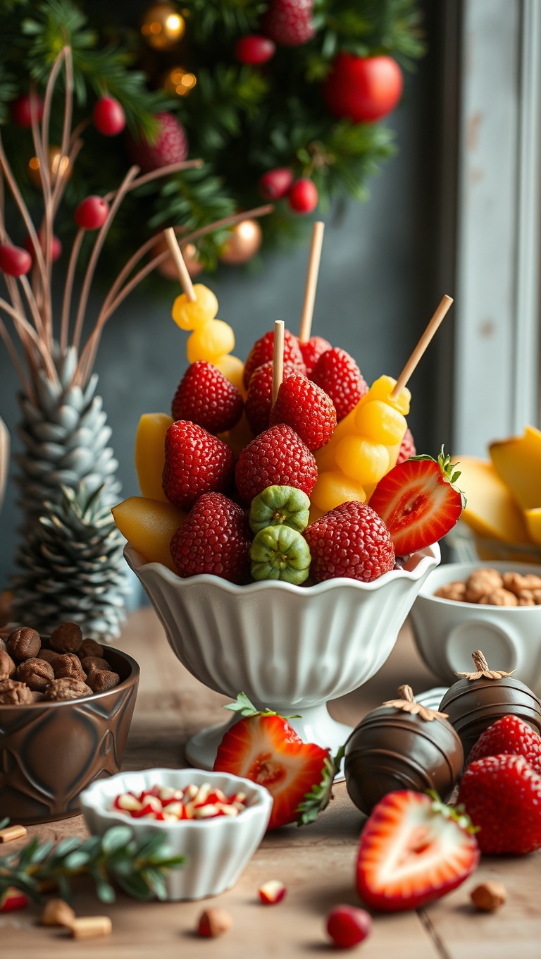 25 Creative Ways to Set Up a Seasonal Fruit and Snack Bar - 12. Chocolate-Dipped Fruit Extravaganza