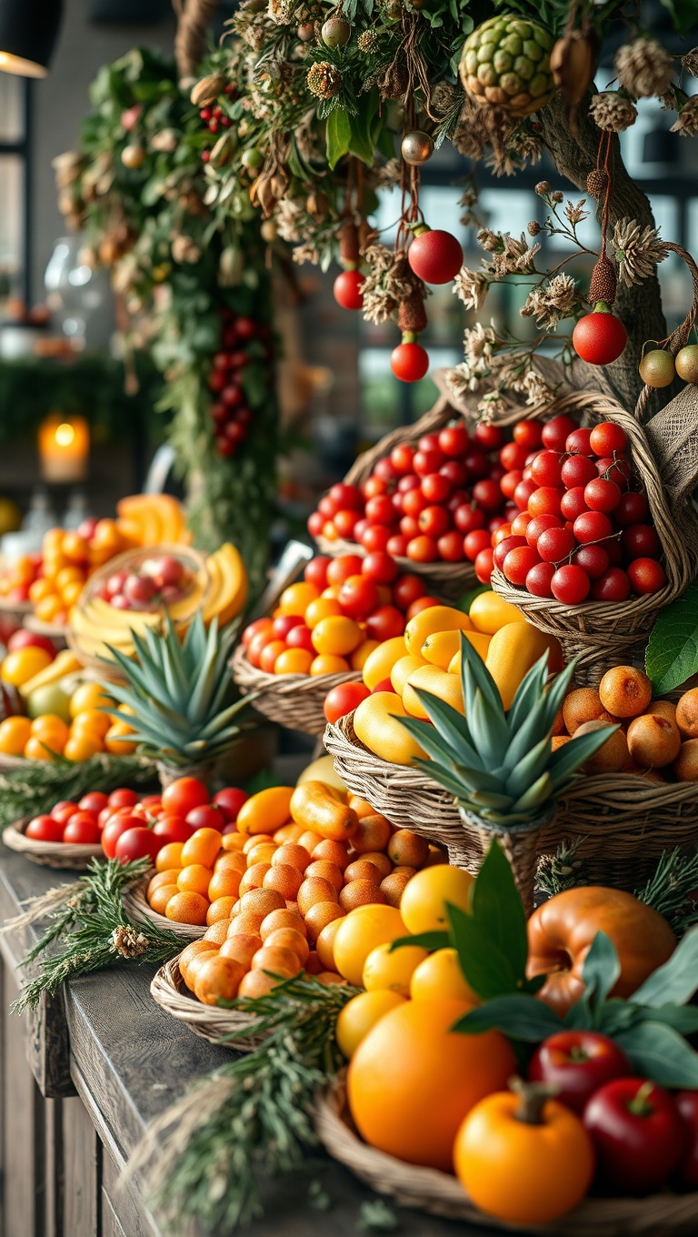 25 Creative Ways to Set Up a Seasonal Fruit and Snack Bar - 17. Seasonal Displays: Using Natural Elements