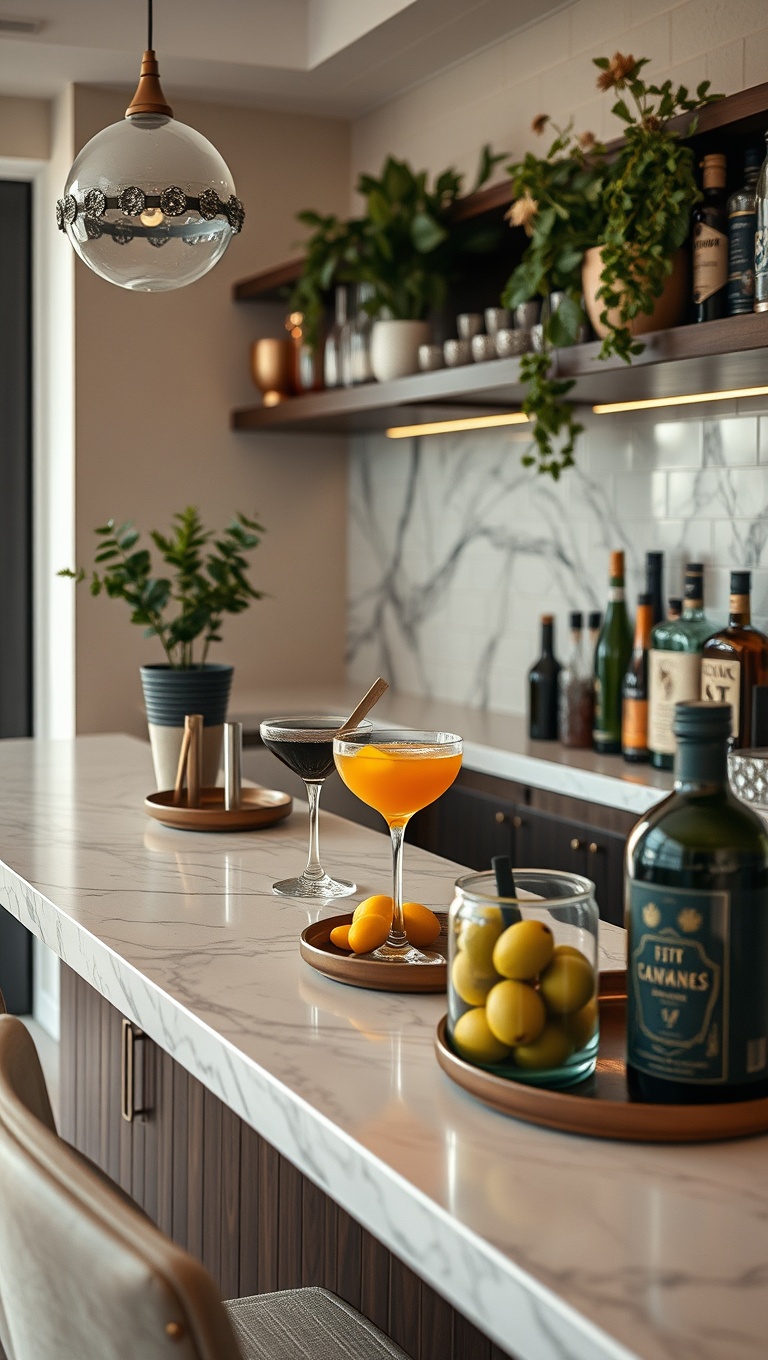 25 Chic Ideas for Your Stylish At-Home Cocktail Bar - 11. Seasonal Decor: Change It Up with the Seasons