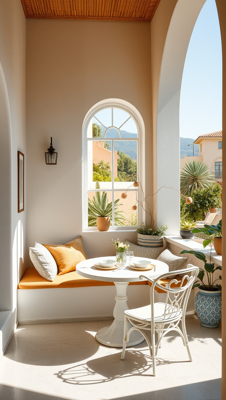 25 Bright and Cheery Ideas for Your Mediterranean Breakfast Nook - 18. Use Glass Accents for Lightness