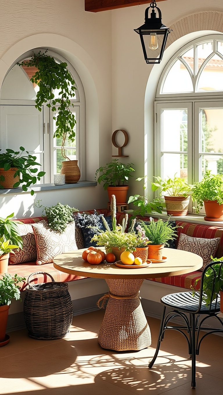 25 Bright and Cheery Ideas for Your Mediterranean Breakfast Nook - 7. Create a Herb Garden Centerpiece