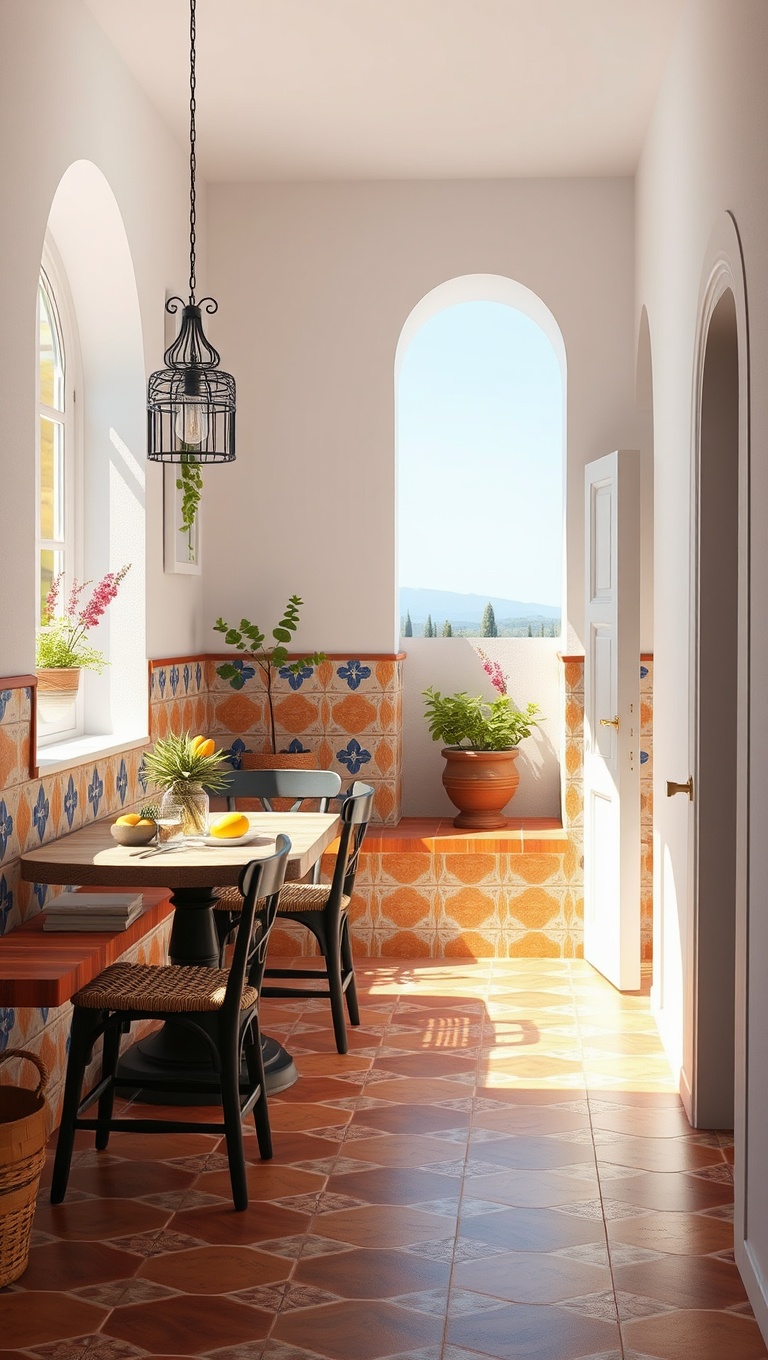 25 Bright and Cheery Ideas for Your Mediterranean Breakfast Nook - 9. Include Vibrant Mediterranean Tiles