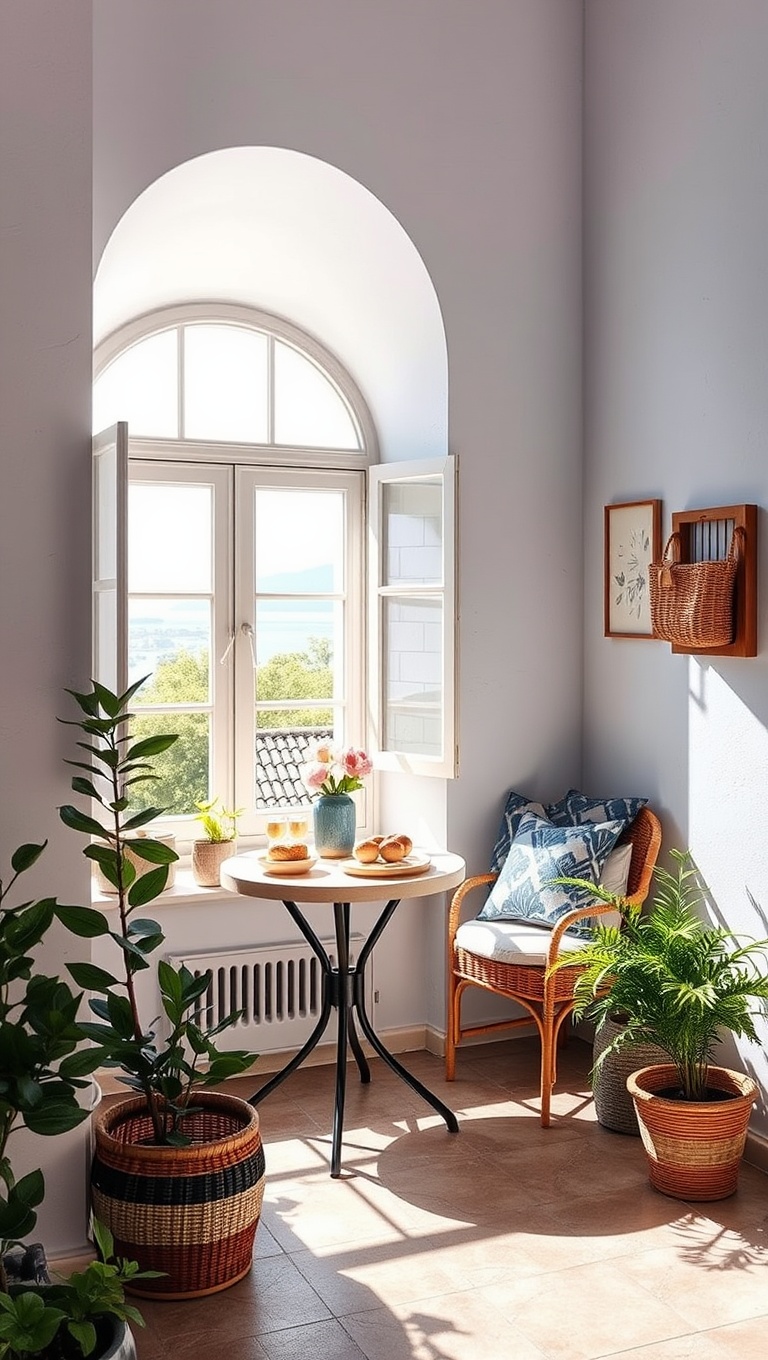 25 Bright and Cheery Ideas for Your Mediterranean Breakfast Nook - 8. Add a Cozy Window Seat
