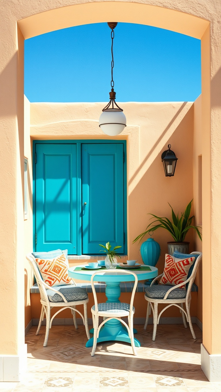 25 Bright and Cheery Ideas for Your Mediterranean Breakfast Nook - 2. Add a Splash of Turquoise