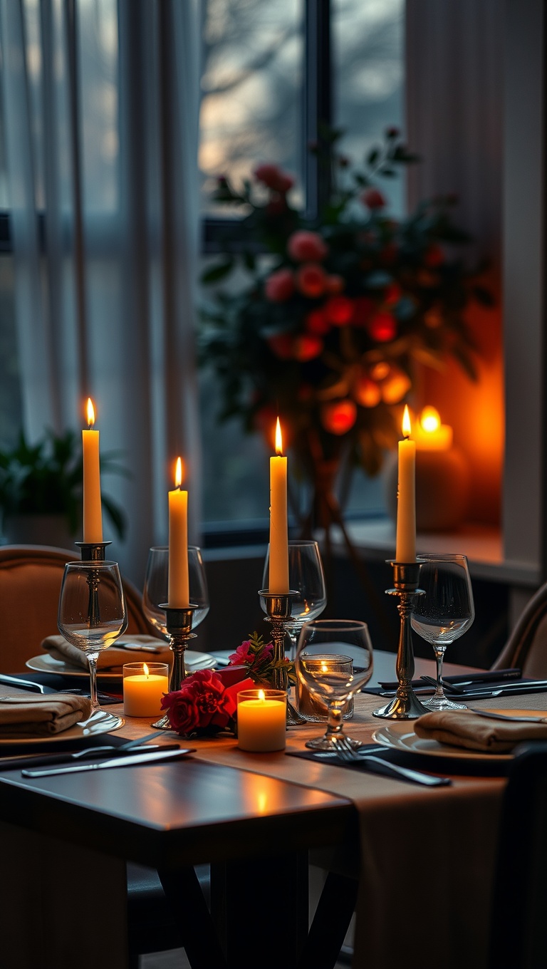 25 Cozy Candlelit Dinner Table Settings to Spark Romance - Intimate Corner: Small Tables with Big Vibes