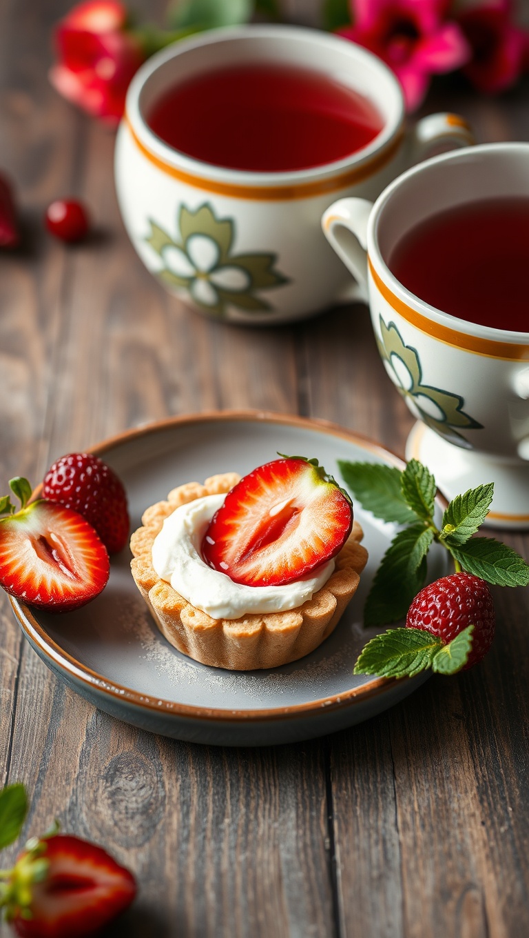 25 Whimsical Dessert and Tea Pairings That Will Delight Your Taste Buds! - 2. Strawberry Cream Cheese Tartlets with Hibiscus Tea