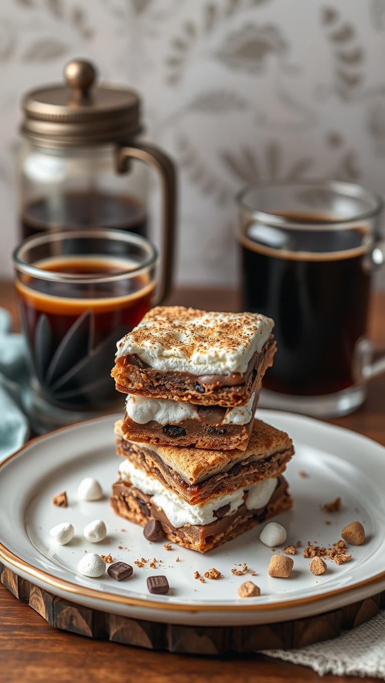 25 Whimsical Dessert and Tea Pairings That Will Delight Your Taste Buds! - 24. S'mores Bars with Cold Brew Tea