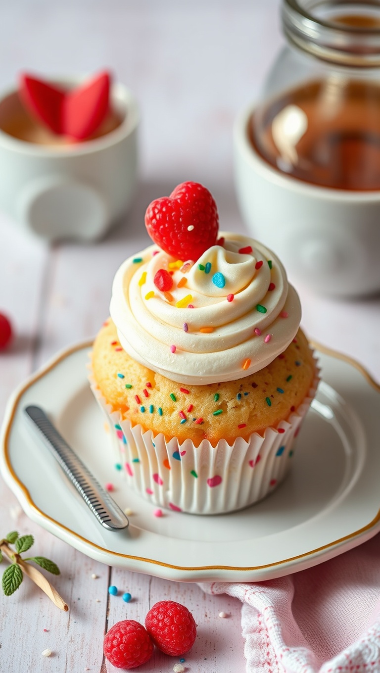 25 Whimsical Dessert and Tea Pairings That Will Delight Your Taste Buds! - 6. Funfetti Cupcakes with Vanilla Rooibos Tea