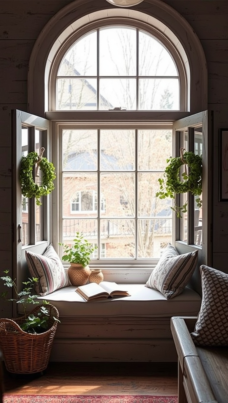 25 Cozy Window Seat Reading Nook Ideas to Spark Your Imagination - 10. Rustic Farmhouse Vibes