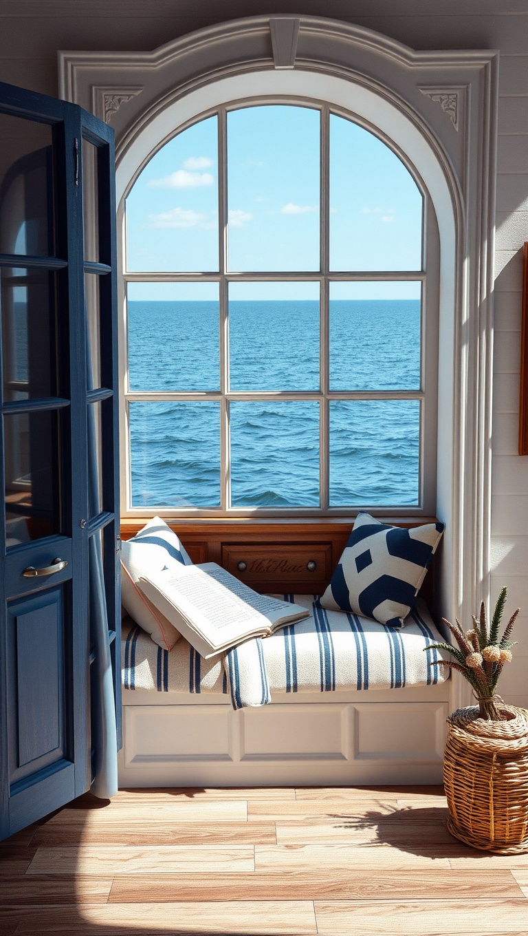 25 Cozy Window Seat Reading Nook Ideas to Spark Your Imagination - 16. Nautical Themes by the Sea