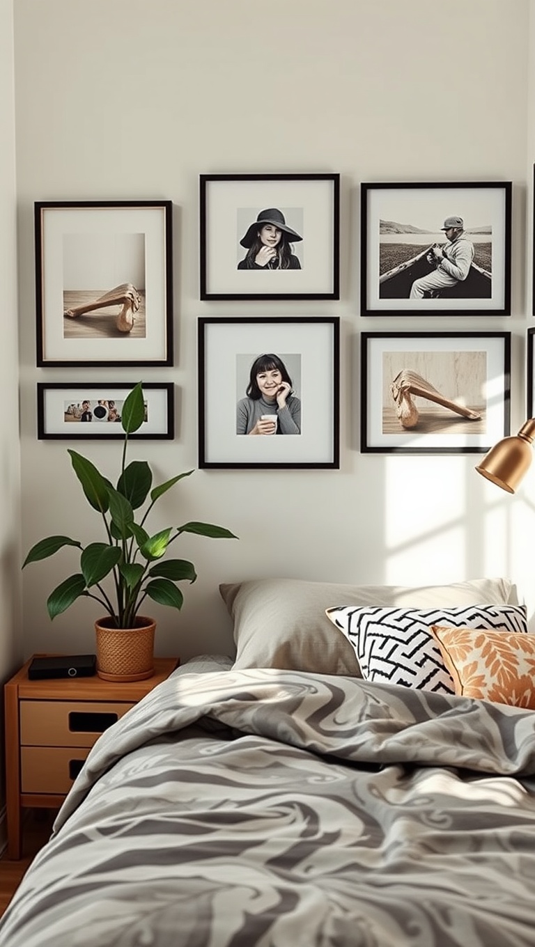 25 Cozy Bedroom Coffee Nook Ideas to Sip and Savor - 15. Personal Gallery Wall: Showcase Your Coffee Love