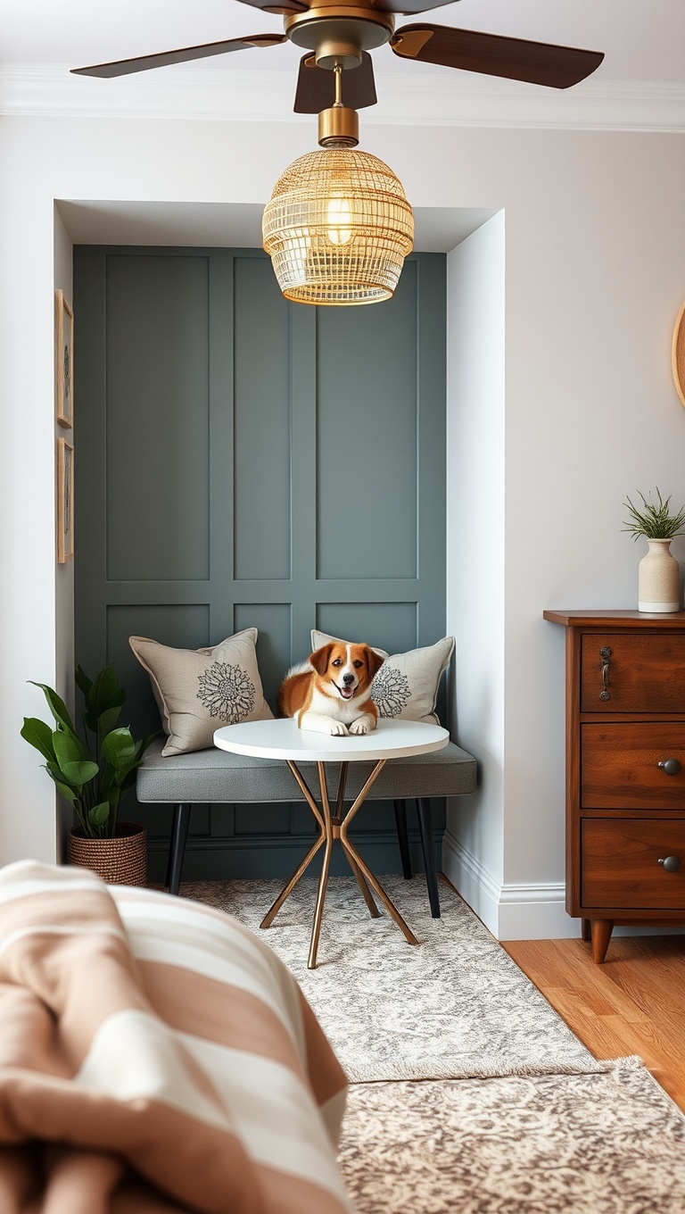 25 Cozy Bedroom Coffee Nook Ideas to Sip and Savor - 22. Pet-Friendly Nook: Include Your Furry Friend