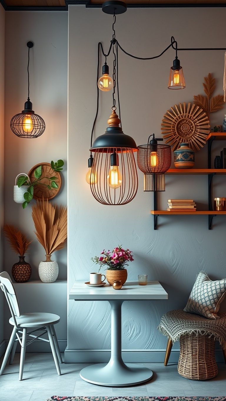 25 Bohemian Coffee Corner Accents to Inspire Your Cozy Nook - 20. Unique Light Fixtures with a Boho Twist