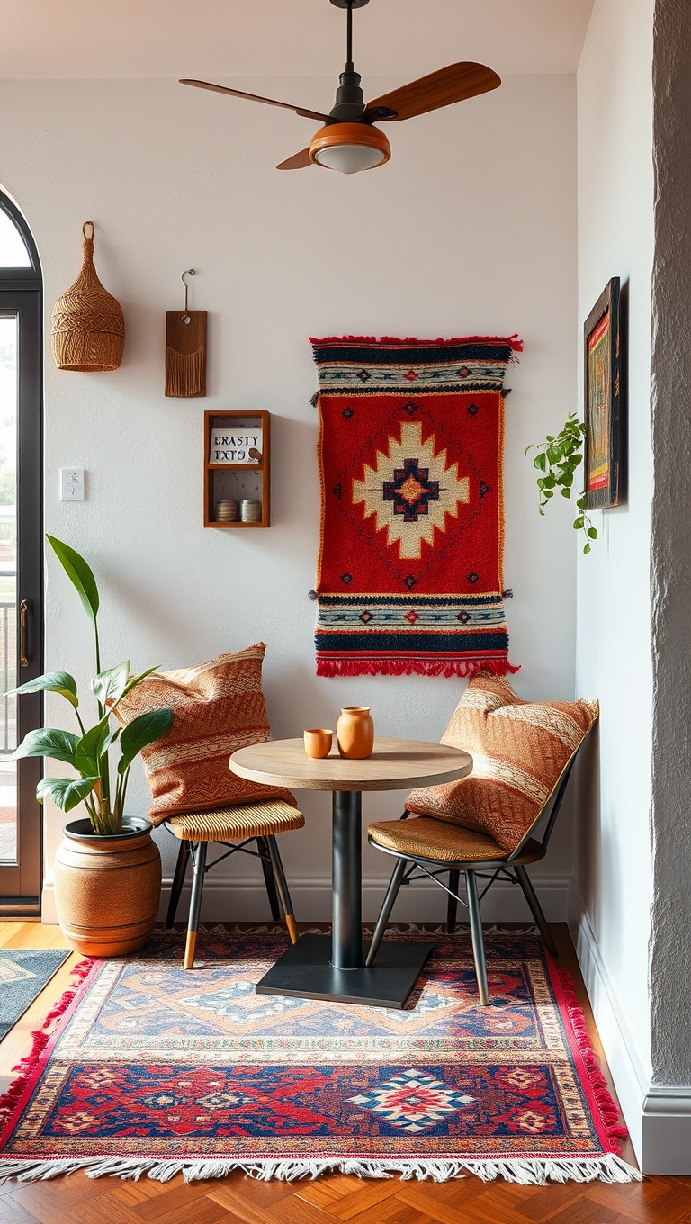 25 Bohemian Coffee Corner Accents to Inspire Your Cozy Nook - 2. Colorful Turkish Kilim Rugs to Add Warmth