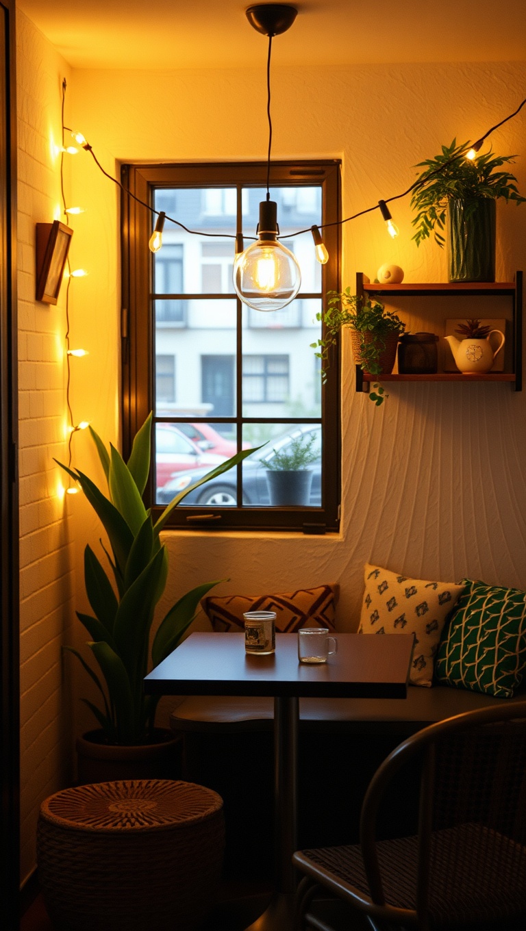 25 Bohemian Coffee Corner Accents to Inspire Your Cozy Nook - 12. String Lights for a Magical Glow