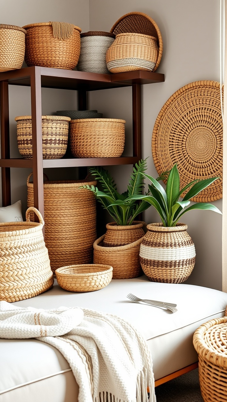 25 Bohemian Coffee Corner Accents to Inspire Your Cozy Nook - 13. Woven Baskets for Stylish Storage