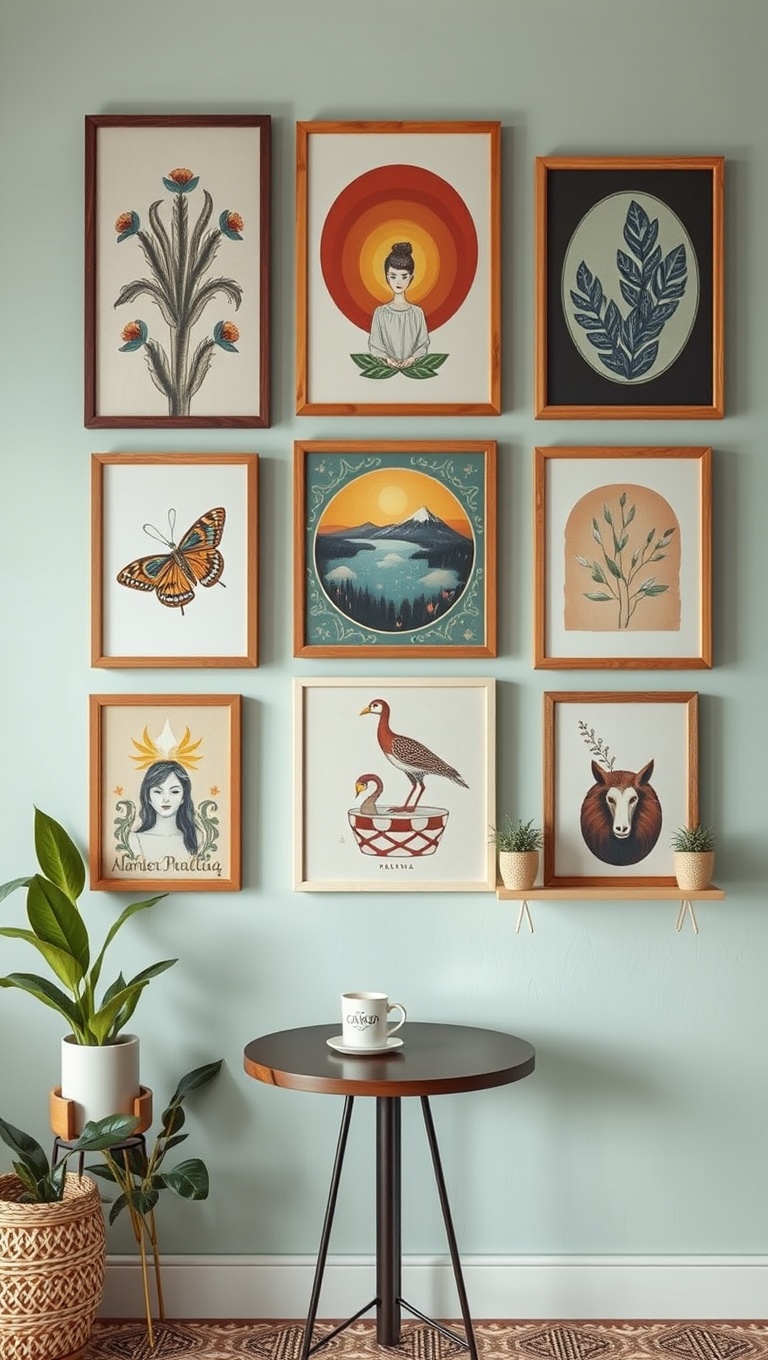 25 Bohemian Coffee Corner Accents to Inspire Your Cozy Nook - 4. A Gallery Wall of Boho Artwork