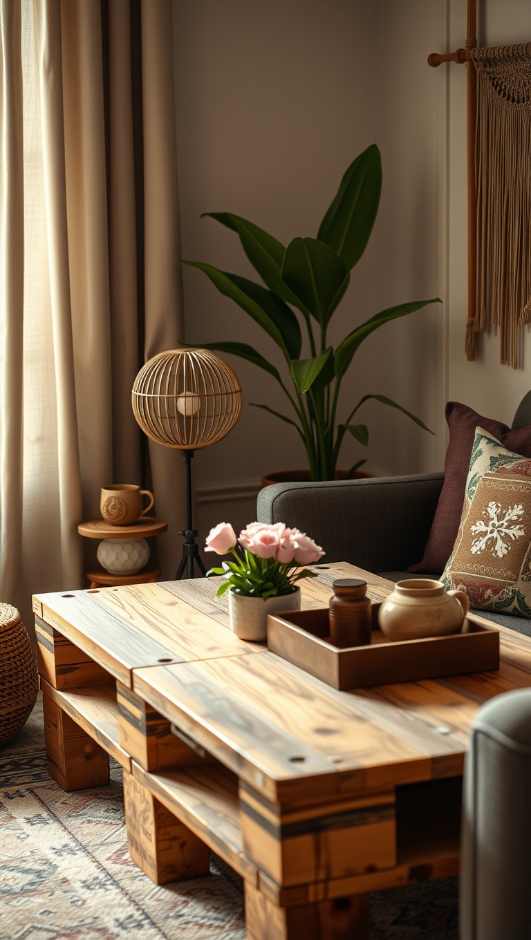 25 Bohemian Coffee Corner Accents to Inspire Your Cozy Nook - 11. An Upcycled Pallet Coffee Table