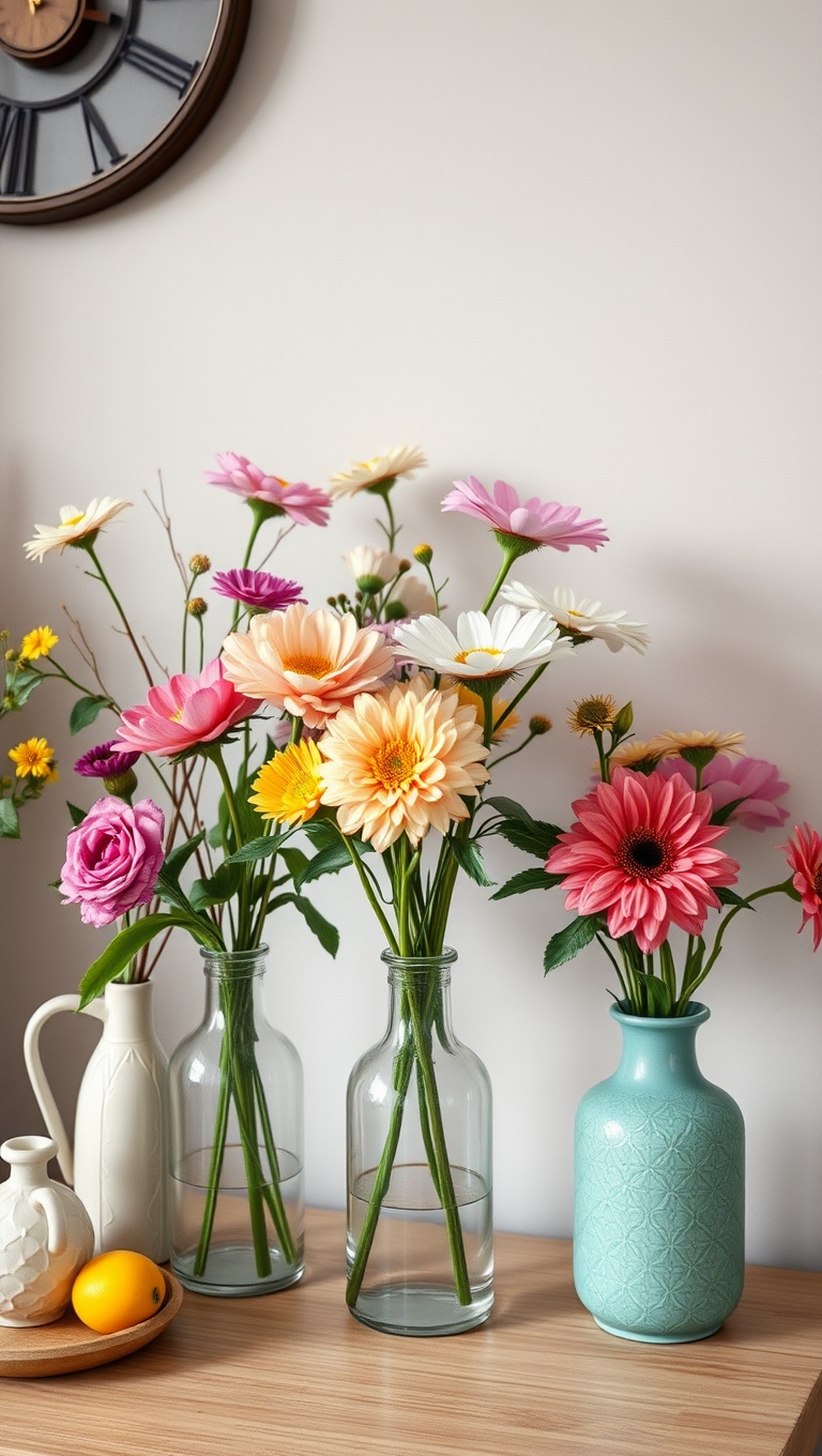25 Bohemian Coffee Corner Accents to Inspire Your Cozy Nook - 24. Fresh Flowers in Vintage Vases