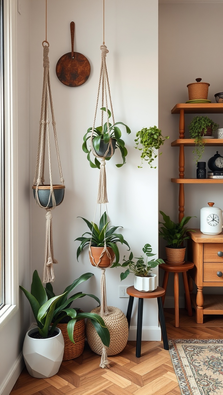 25 Bohemian Coffee Corner Accents to Inspire Your Cozy Nook - 1. Macrame Plant Hangers for a Touch of Nature