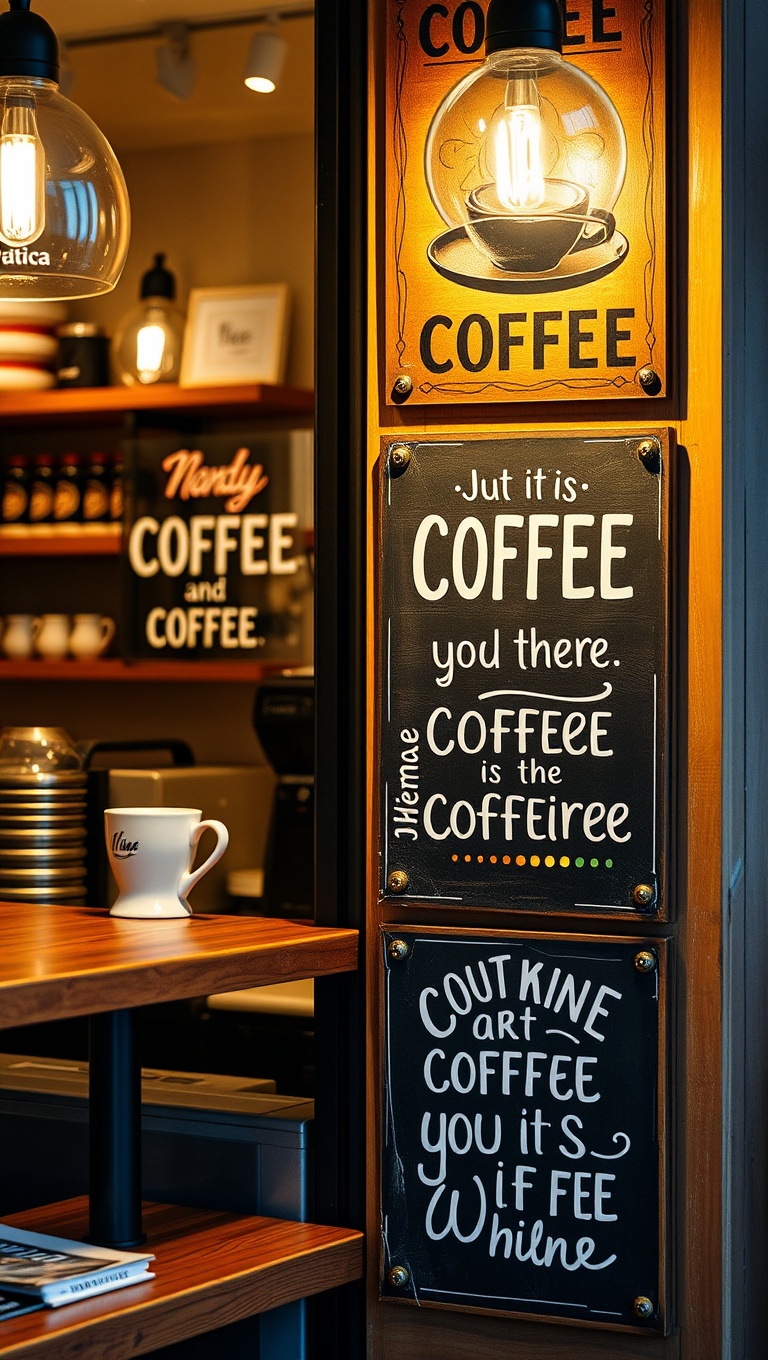 25 Charming Coffee Bar Signage Ideas to Brew Up Your Space - 3. Playful Coffee Quotes