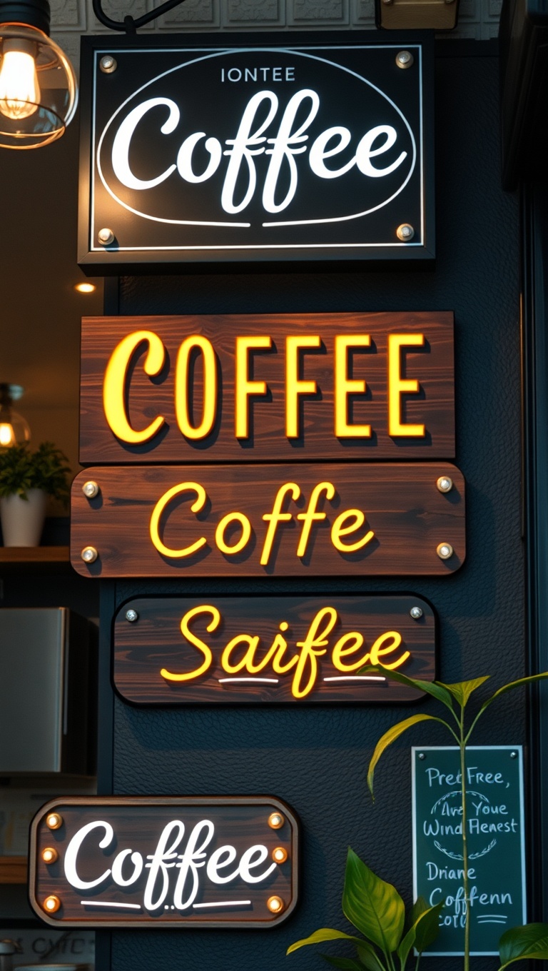 25 Charming Coffee Bar Signage Ideas to Brew Up Your Space - 25. Personalized Name Signs