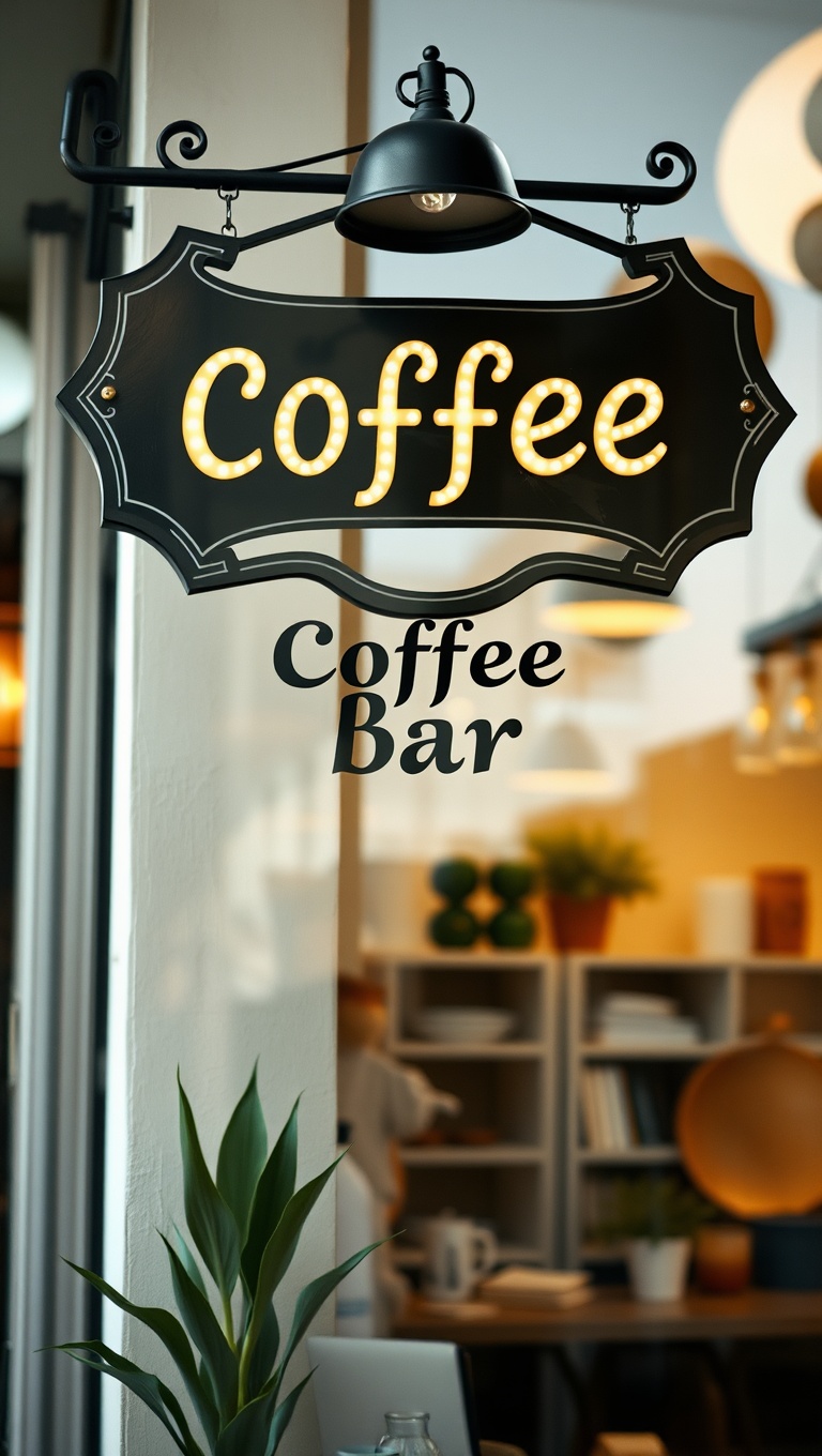 25 Charming Coffee Bar Signage Ideas to Brew Up Your Space - 5. Whimsical Typography