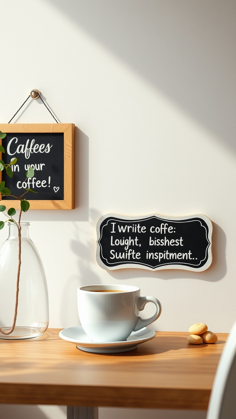 25 Charming Coffee Nook Accents to Brighten Your Space - 8. Mini Chalkboard: Write Daily Coffee Inspirations