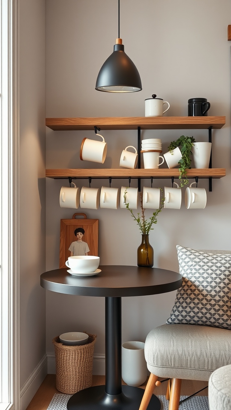 25 Charming Coffee Nook Accents to Brighten Your Space - 4. Unique Mugs Display: A Gallery of Your Favorites