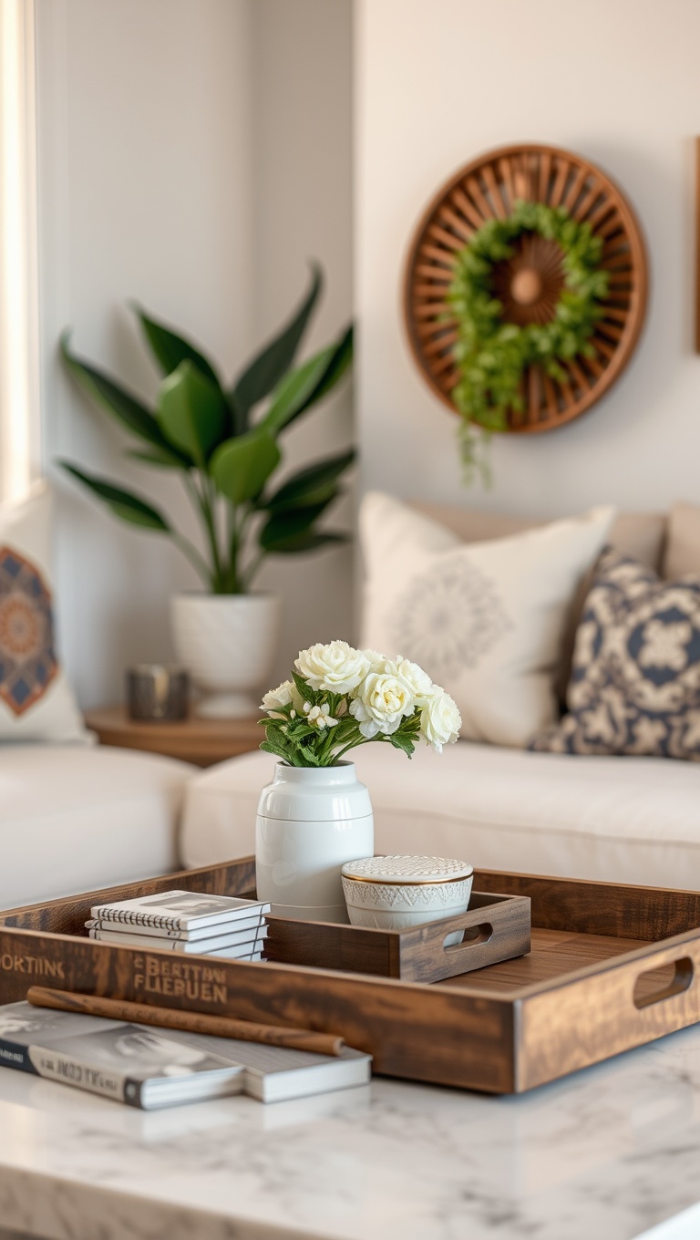 25 Charming Coffee Nook Accents to Brighten Your Space - 13. Decorative Trays: Organize with Flair