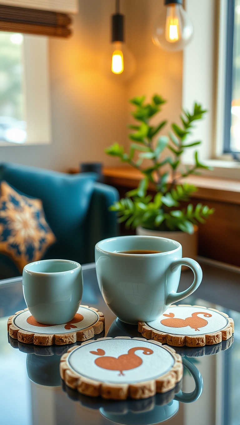 25 Charming Coffee Nook Accents to Brighten Your Space - 7. Cute Coasters: Protect Your Surfaces in Style