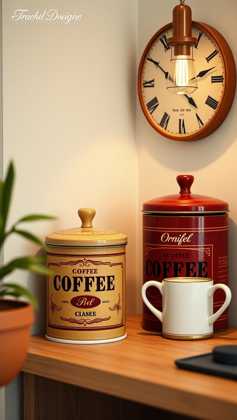 25 Charming Coffee Nook Accents to Brighten Your Space - 2. Vintage Coffee Canisters: A Touch of Nostalgia
