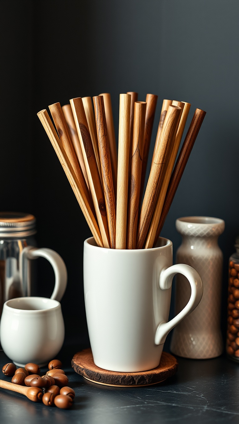 25 Chic Coffee Corner Accessories That Will Transform Your Space - 15. Beautifully Crafted Wooden Stir Sticks