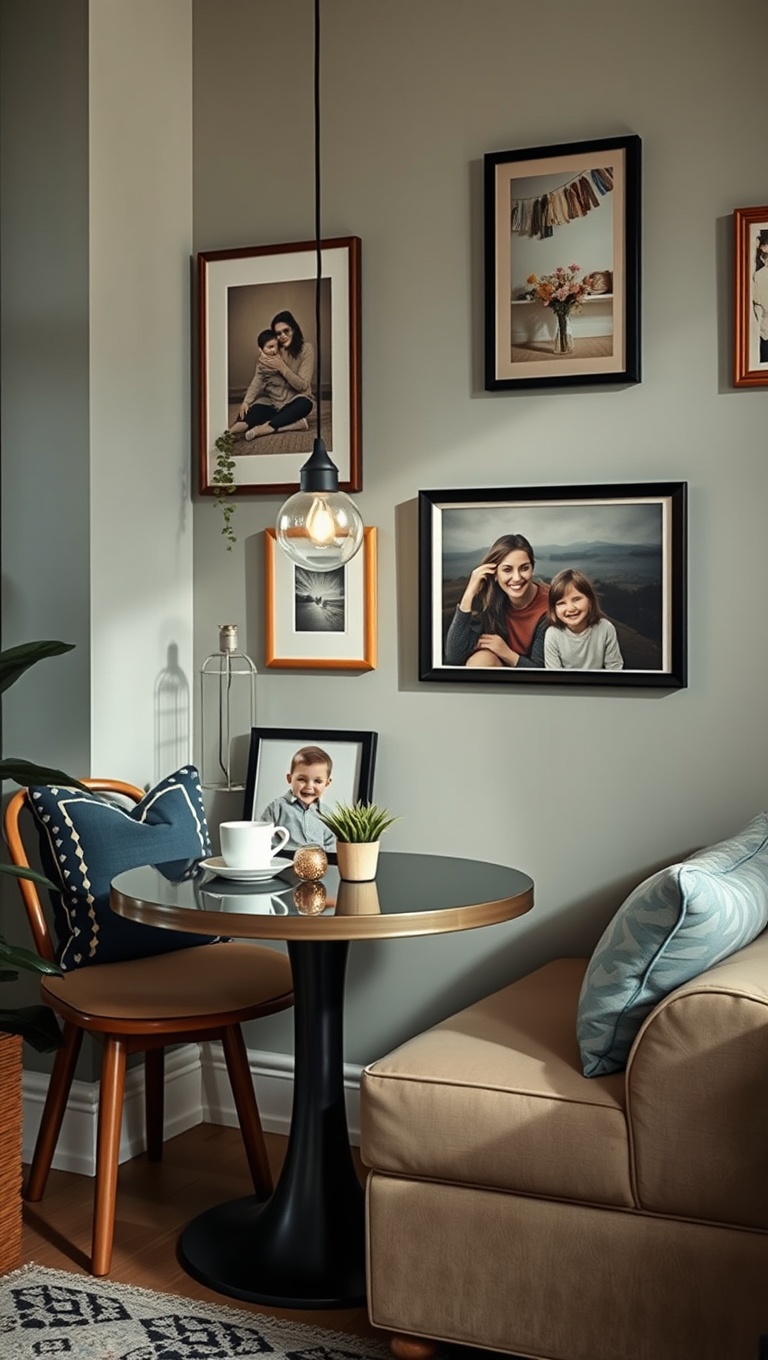25 Eclectic Coffee Nook Styling Ideas to Sip and Savor - 21. Personal Touches: Family Photos