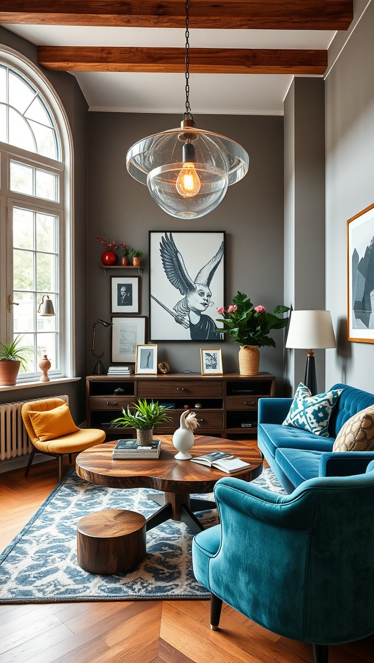 25 Eclectic Coffee Nook Styling Ideas to Sip and Savor - 11. Unique Coffee Tables that Pop