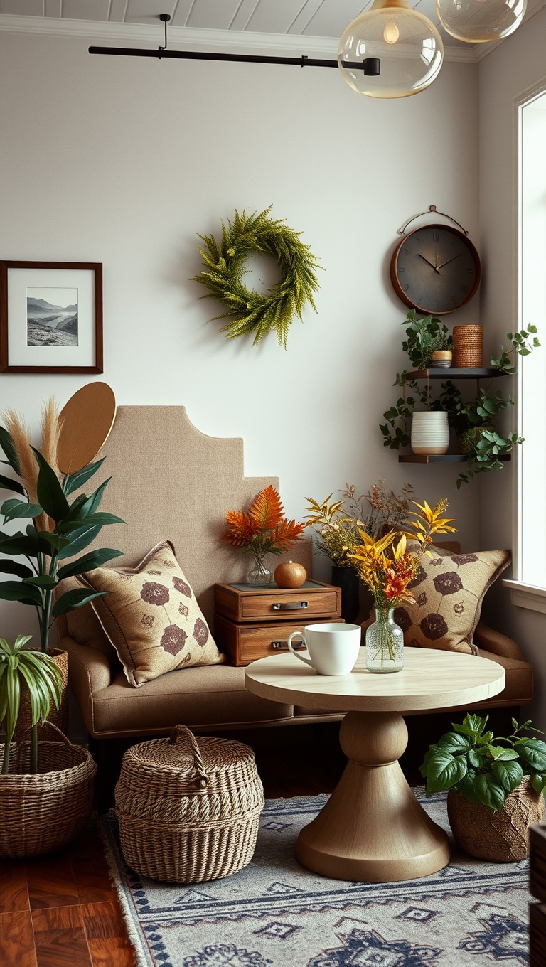25 Eclectic Coffee Nook Styling Ideas to Sip and Savor - 25. Seasonal Decor to Keep It Fresh