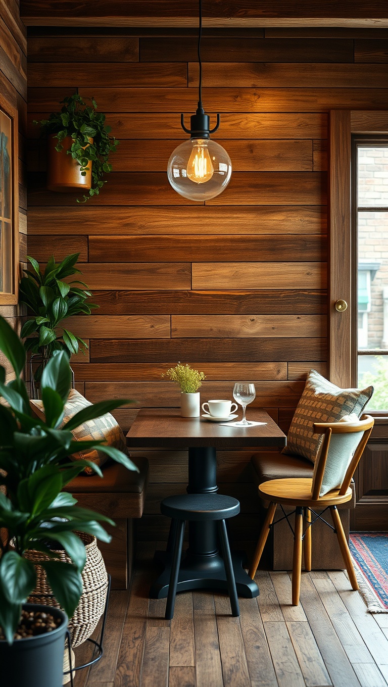 25 Eclectic Coffee Nook Styling Ideas to Sip and Savor - 19. Reclaimed Wood for a Natural Element