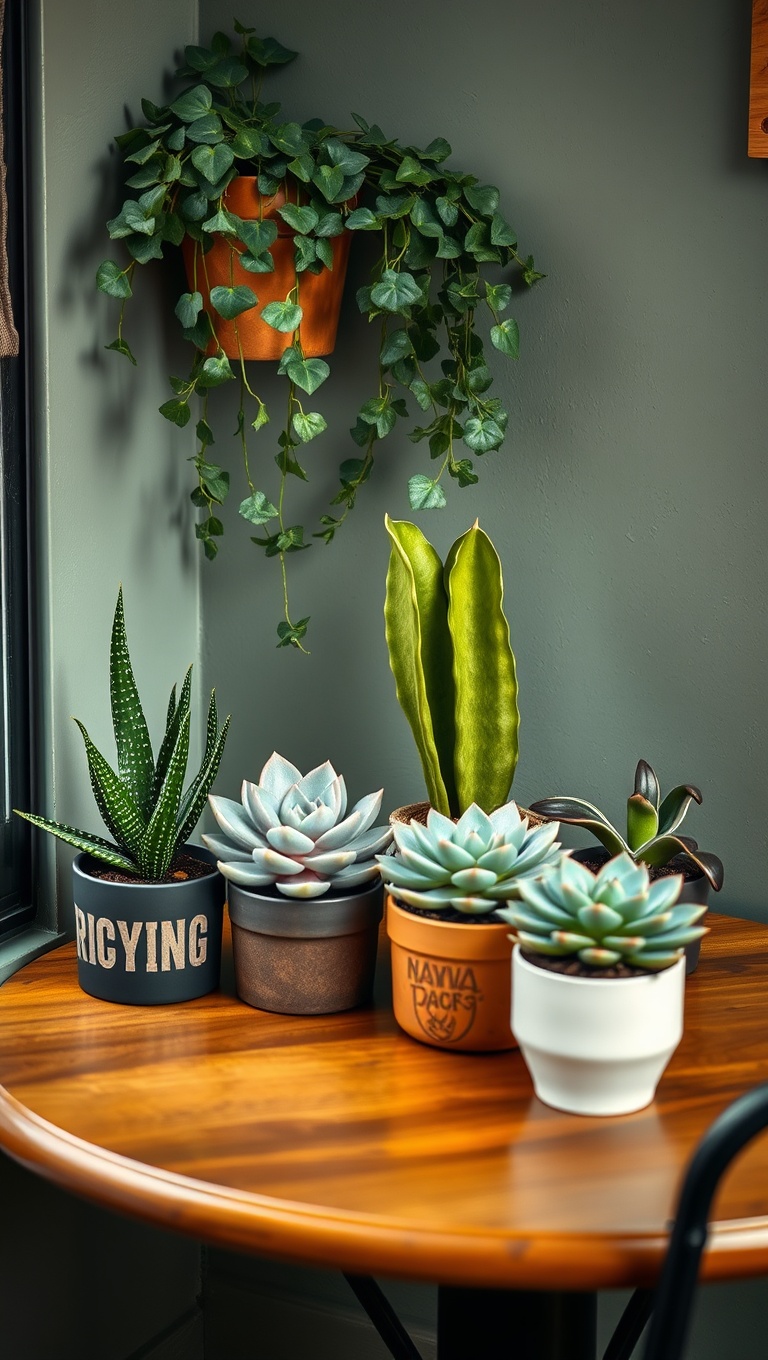 25 Eclectic Coffee Nook Styling Ideas to Sip and Savor - 7. Succulent Plants for a Touch of Green