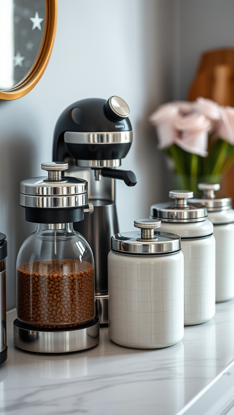 25 Chic Ideas for Your Dream Coffee Station Setup - 14. Coffee Canisters: Stylish Storage Solutions