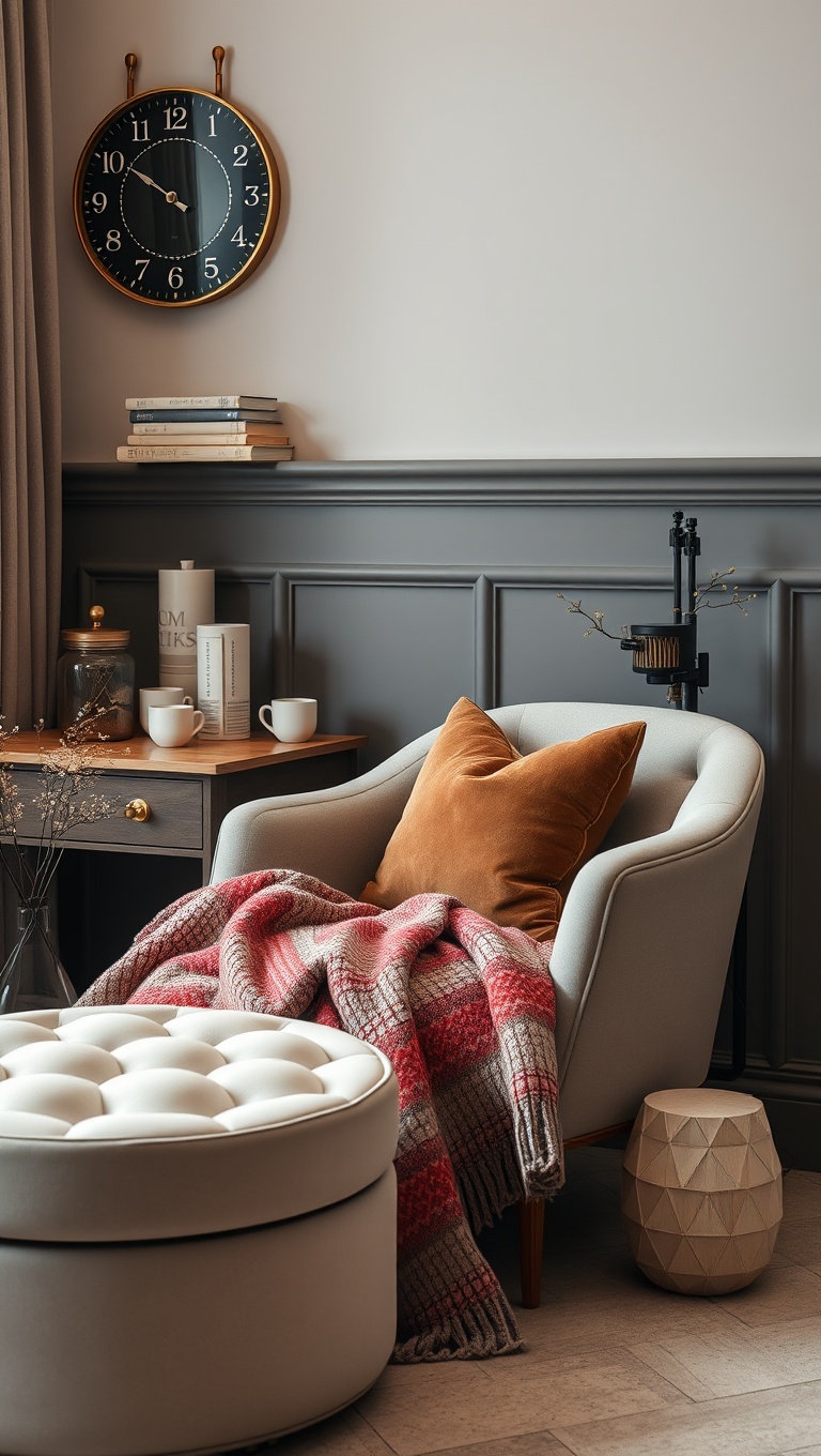 25 Chic Ideas for Your Dream Coffee Station Setup - 11. Cozy Nook: Set Up a Comfy Chair with a Blanket