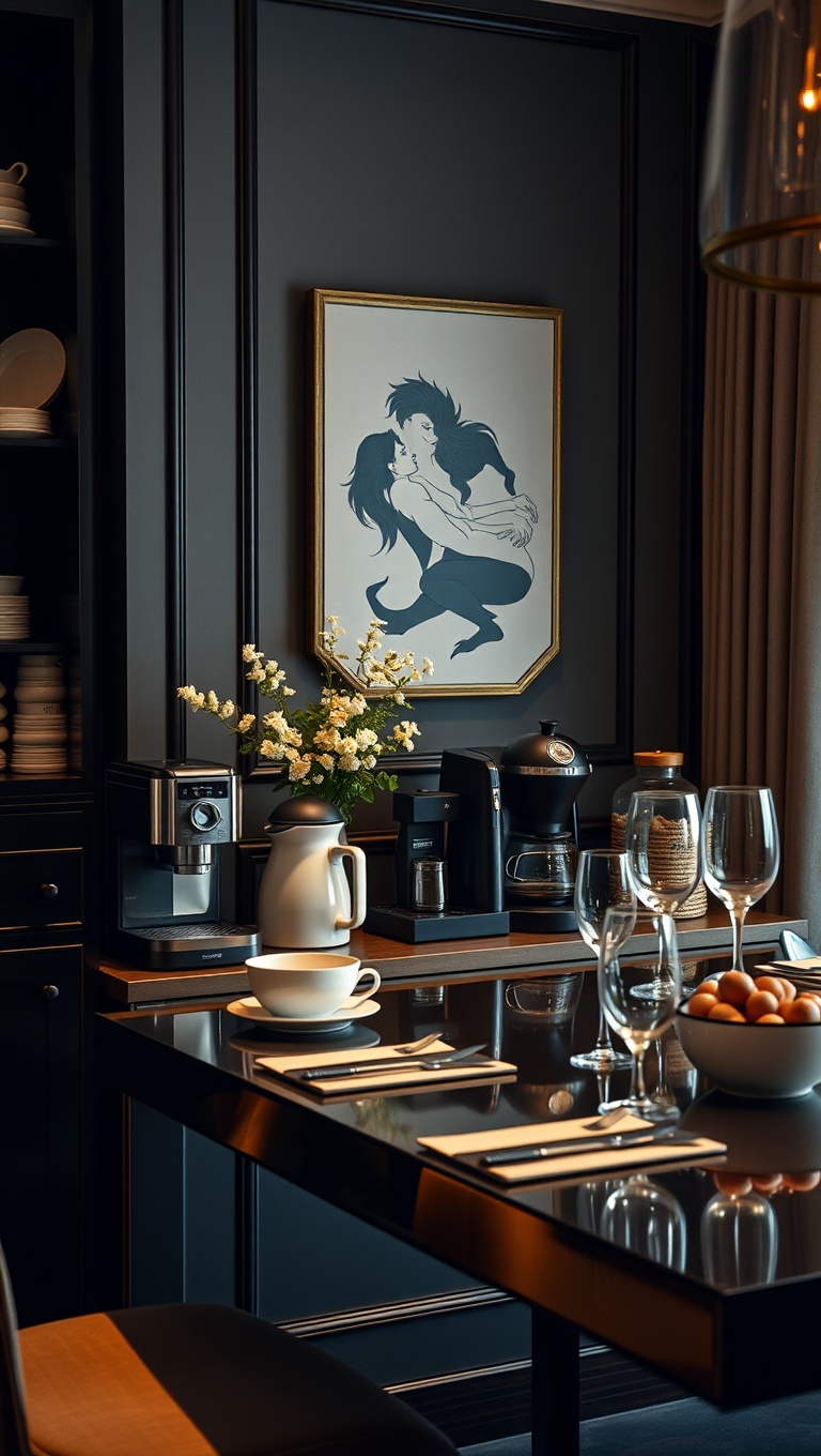 25 Chic Ideas for Your Dream Coffee Station Setup - 24. Shared Space: Coffee Station in a Dining Room