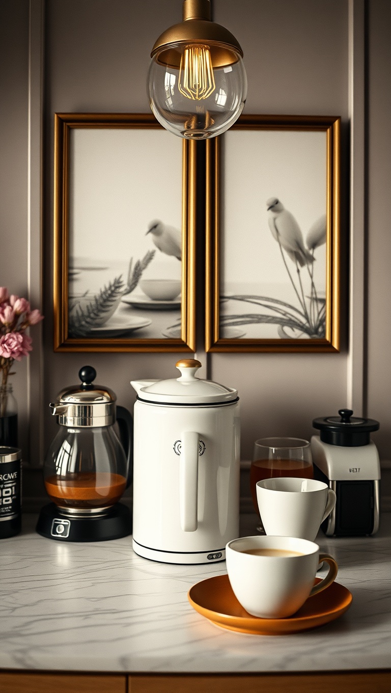 25 Chic Ideas for Your Dream Coffee Station Setup - 9. Personal Touch: Custom Art and Photos