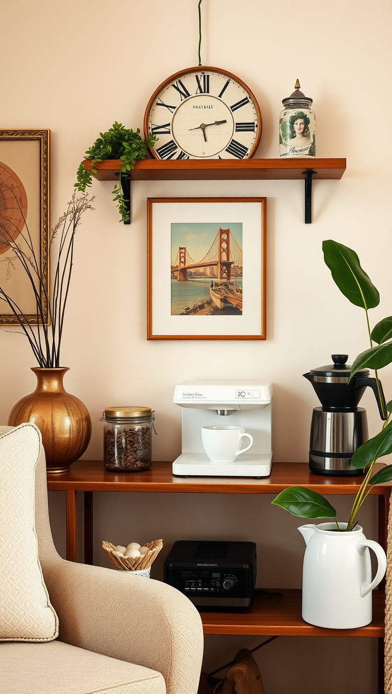 25 Chic Ideas for Your Dream Coffee Station Setup - 3. Vintage Vibes: Thrifted Finds for a Cozy Corner