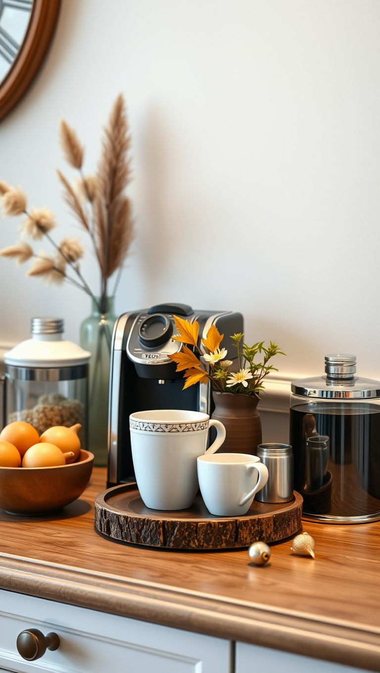 25 Chic Ideas for Your Dream Coffee Station Setup - 13. Seasonal Decor: Change it Up with the Seasons