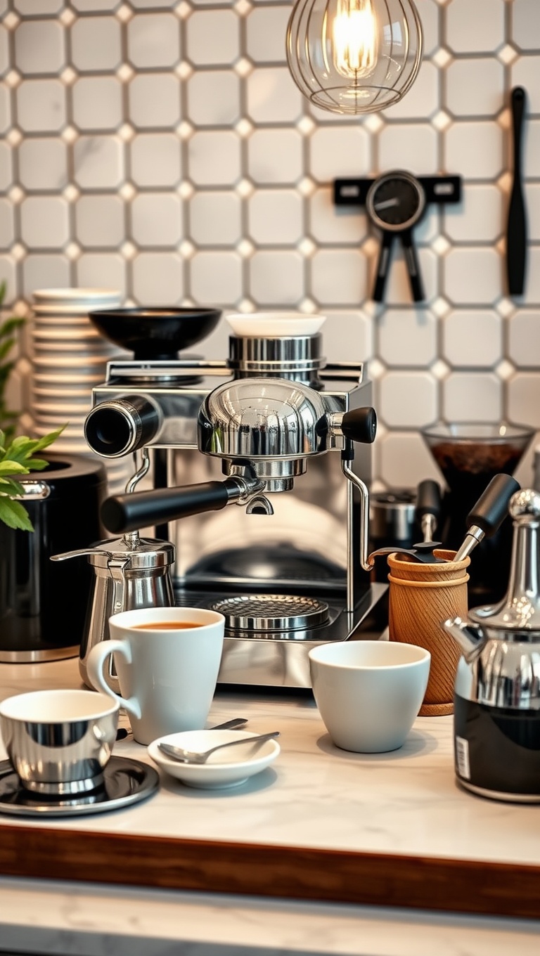 25 Chic Ideas for Your Dream Coffee Station Setup - 23. Barista Tools: Showcase Your Skills with Style