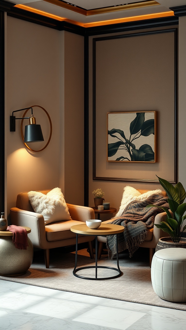 25 Stunning Ideas for Your Luxurious Coffee Nook - 2. Cozy Seating with Plush Cushions and Throws