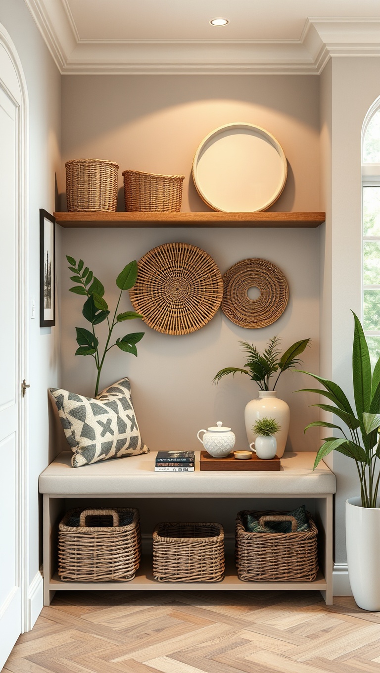 25 Stunning Ideas for Your Luxurious Coffee Nook - 17. Stylish Organization with Decorative Baskets