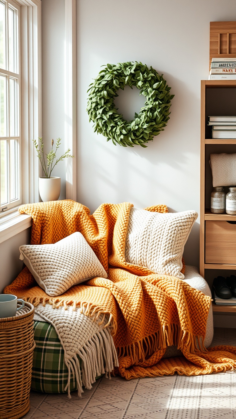 25 Cozy and Creative Ideas for Your Personalized Coffee Nook - 18. Cozy Throw Blankets: Make it Extra Snuggle-Worthy