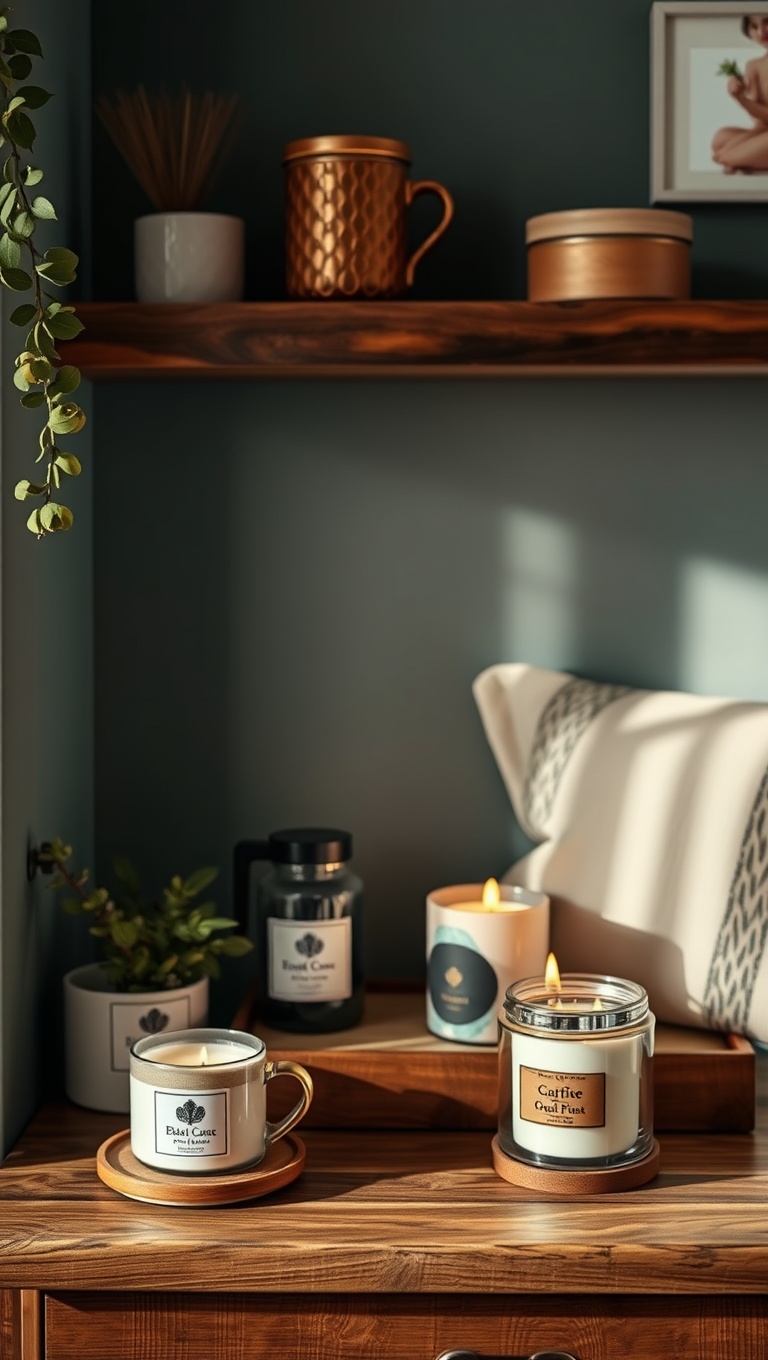 25 Cozy and Creative Ideas for Your Personalized Coffee Nook - 13. Scented Candles: Add a Cozy Aroma to Your Nook