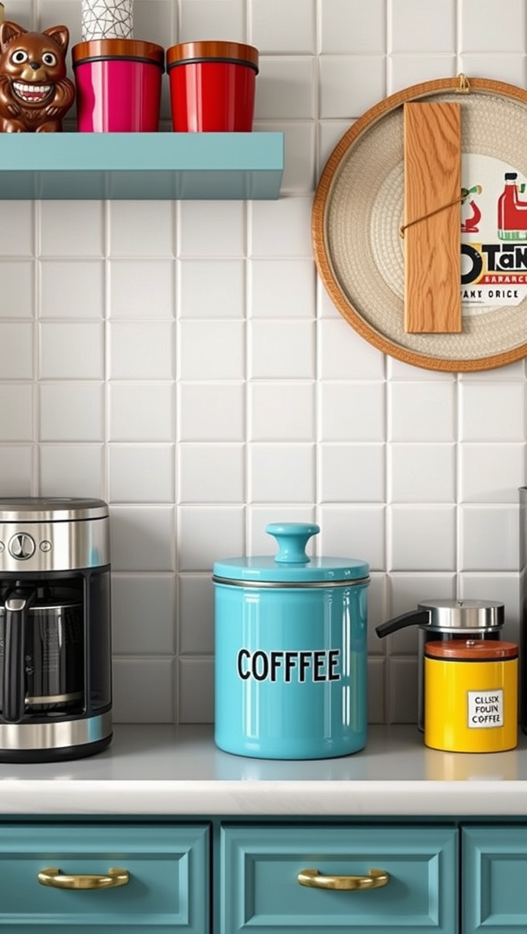 25 Cozy and Creative Ideas for Your Personalized Coffee Nook - 4. Colorful Canisters: Organize Your Coffee Supplies
